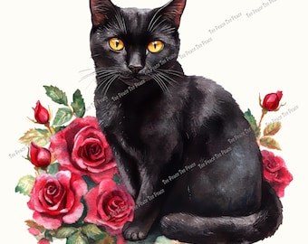 Panel de tela Black Cat Garden, cuadrado para costura de patchwork, varios tamaños, fc9y