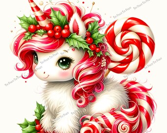 Festive Unicorn  Fabric Panel, Quilt Sewing Square, Multiple Sizes, fc10L