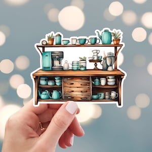 Coffee Bar Sticker, Iced Coffee Counter Sticker, Cappuccino Machine Sticker, Cup Of Espresso Sticker, Water Bottle Sticker, (s33s)