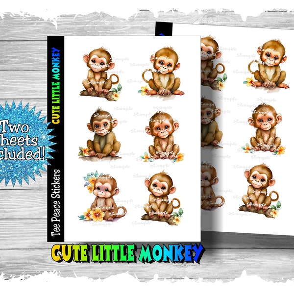 Stickers Pack Monkeys Etsy