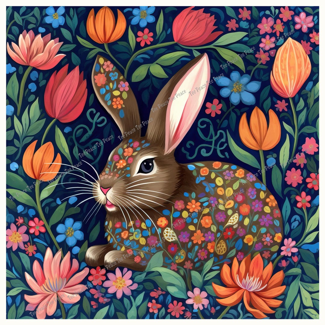 Rabbit Art Fabric Panel, Quilt Sewing Square, Multiple Sizes, Fc4p - Etsy