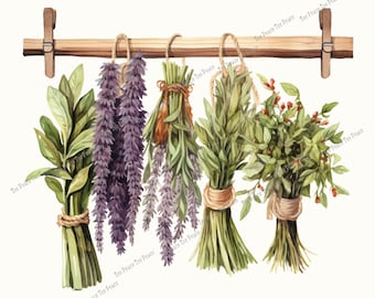 Dried Herbs Fabric Panel, Quilt Sewing Square, Multiple Sizes, fc4r