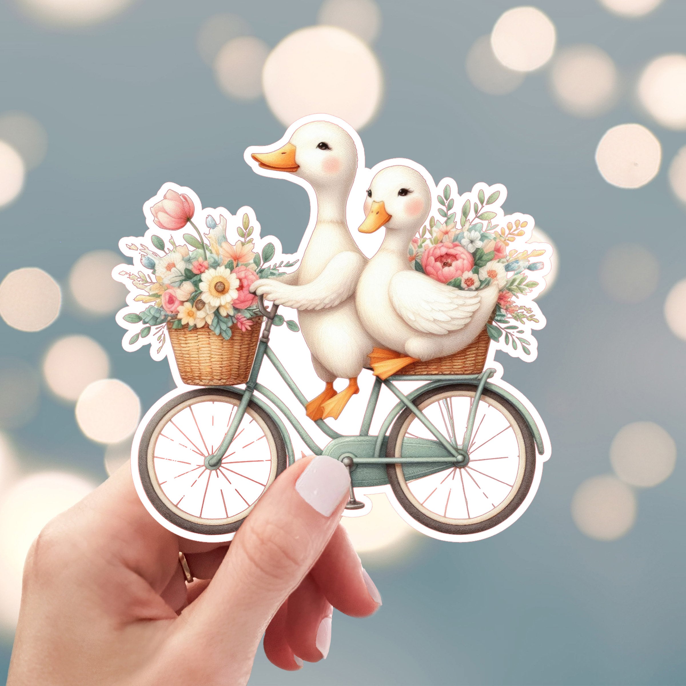 Bicycle Ride Sticker, Duck Goose Sticker, Mother Daughter Sticker, Bike ...