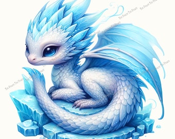 Ice Dragon Fabric Panel, Quilt Sewing Square, Multiple Sizes, fc9p