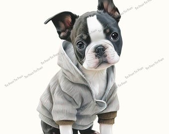 Boston Terrier Fabric Panel, Quilt Sewing Square, Multiple Sizes, fc6d