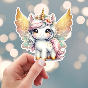 Autocollant Licorne, Autocollant Licorne Ailée, Autocollant Licorne Arc-en-ciel, Autocollant Pégase, Autocollant Bouteille d'Eau (s29z)