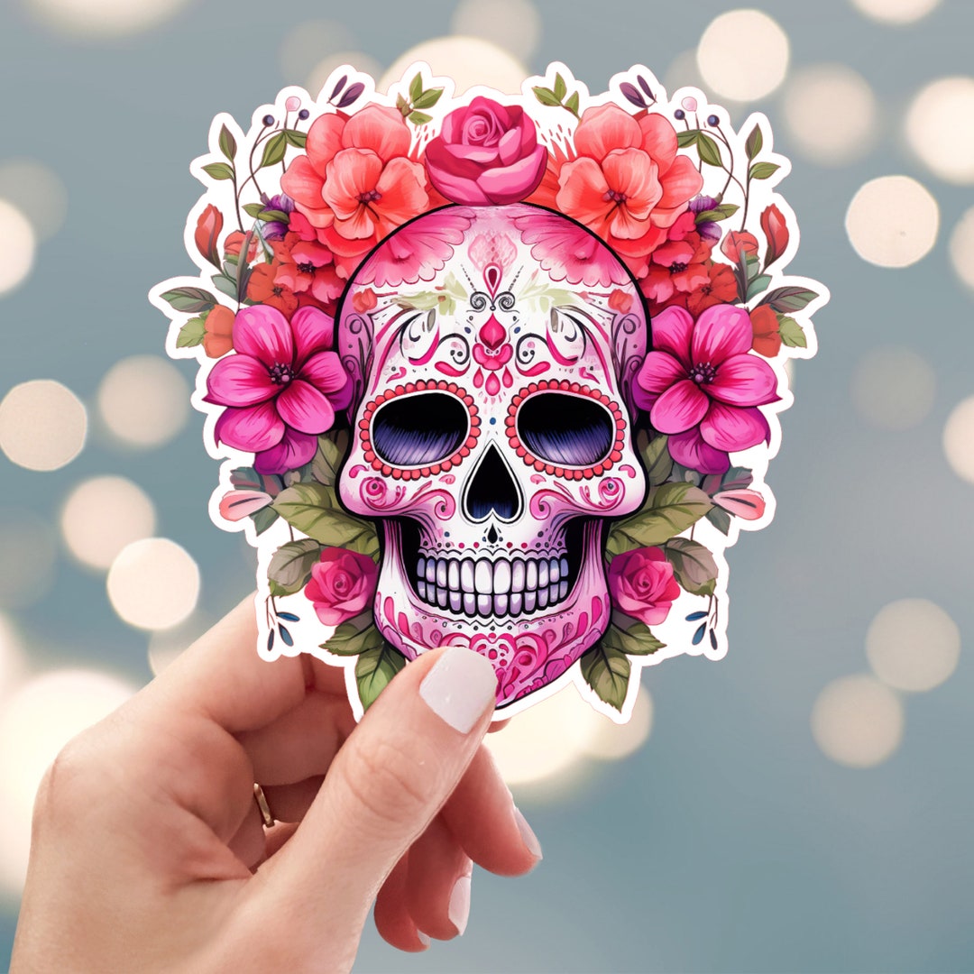 Sugar Skull Sticker, Day of the Dead Sticker, Floral Skull Sticker ...