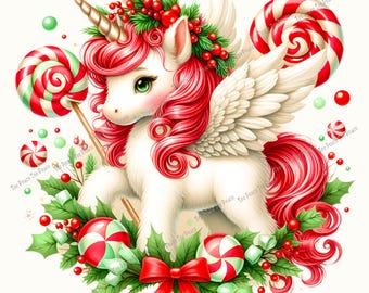 Festive Unicorn  Fabric Panel, Quilt Sewing Square, Multiple Sizes, fc10L