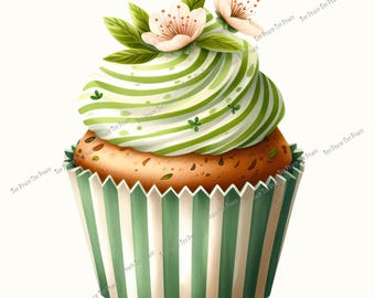 Mint Lime Cupcake Fabric Panel, Quilt Sewing Square, Multiple Sizes, fc10v