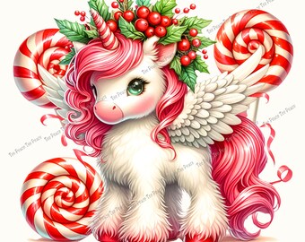 Festive Unicorn  Fabric Panel, Quilt Sewing Square, Multiple Sizes, fc10L