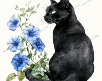 Panel de tela Black Cat Garden, cuadrado para costura de patchwork, varios tamaños, fc9z