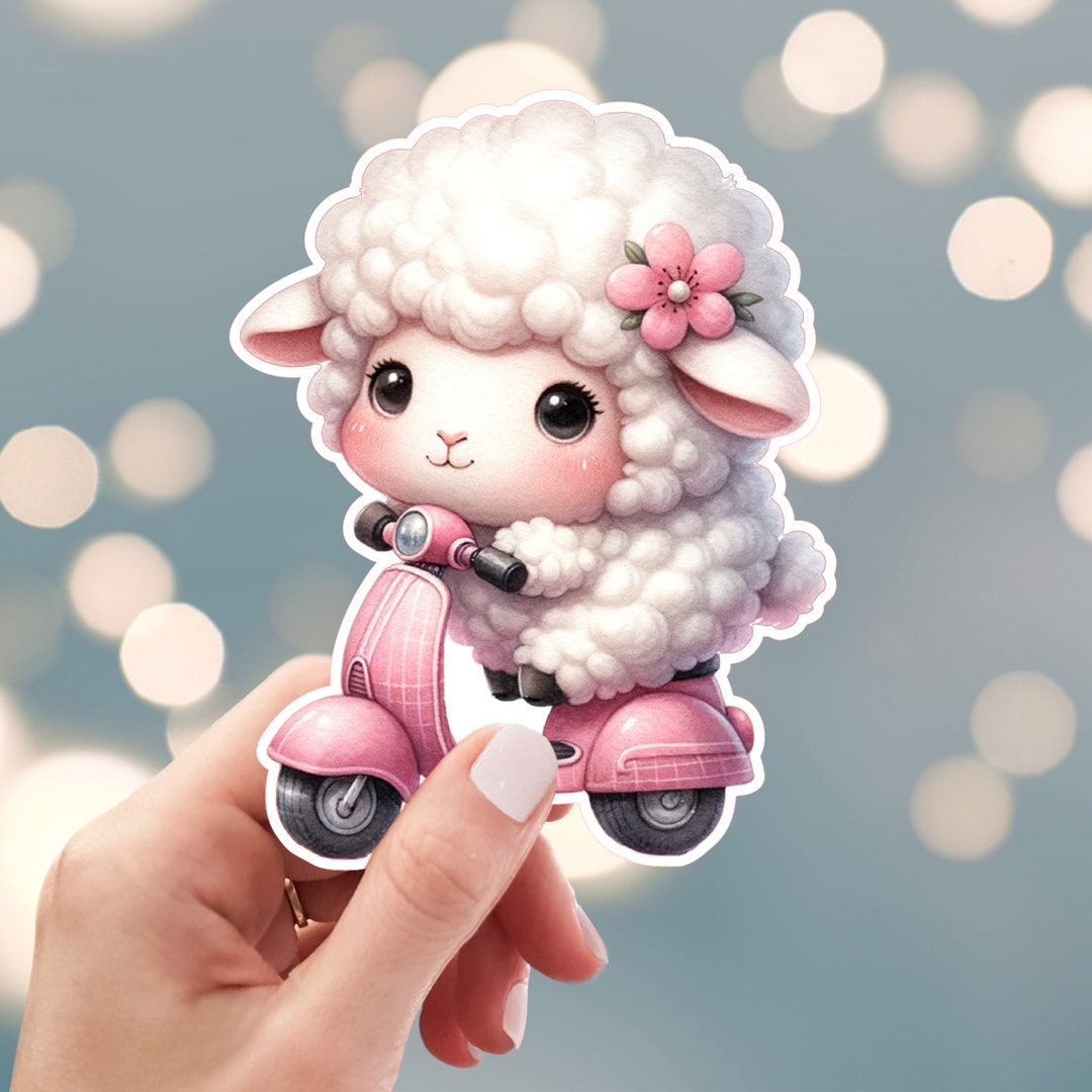 Sticker Sapi Pink Lamb Sticker, Pink Scooter Sticker, Pink Vespa Sticker, Kawaii Sheep ...