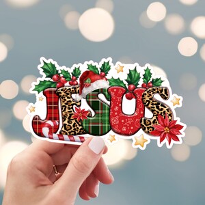 Jesus Sticker, Merry Christmas Sticker, Christian Holiday Sticker, Festive Holidays Sticker, Bible Sticker, Water Bottle Sticker, (s65c)