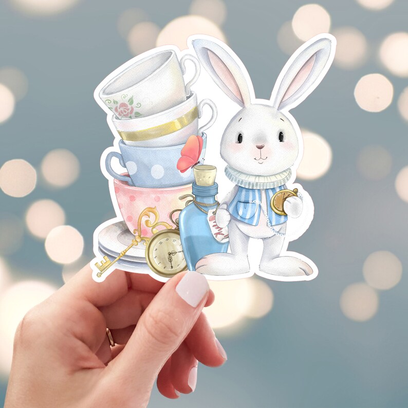 Alice in Wonderland Sticker, White Rabbit Sticker, Tea Time Sticker ...