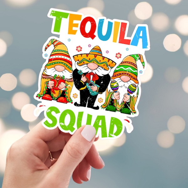 Tequila Squad Sticker, Cinco De Mayo Sticker, Gnome Fiesta Sticker, Mexican Gnomes Sticker, Water Bottle Sticker (s2i)