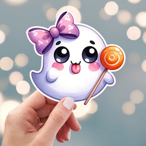 Cute Ghost Sticker, Halloween Ghost Sticker, Halloween Candy Sticker, Boo Sticker, Cute Girl Ghost Sticker, (s52a)
