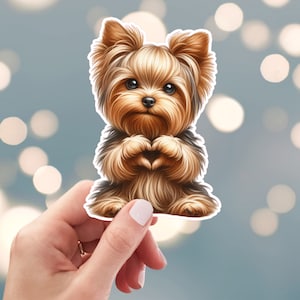 Yorkie Sticker, Fur Baby Love Sticker, Yorkshire Terrier Sticker, Kawaii Yorkie Puppy Love Sticker, Water Bottle Sticker, (s34g)