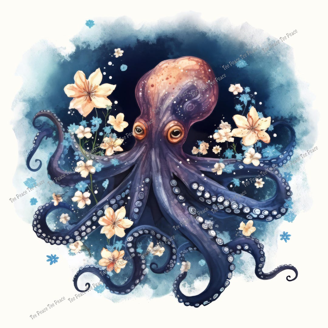 Octopus Fa Ric Panel Floral Octopus Fabric Panel, Quilt Sewing Square, Multiple Sizes, Fc9v ...