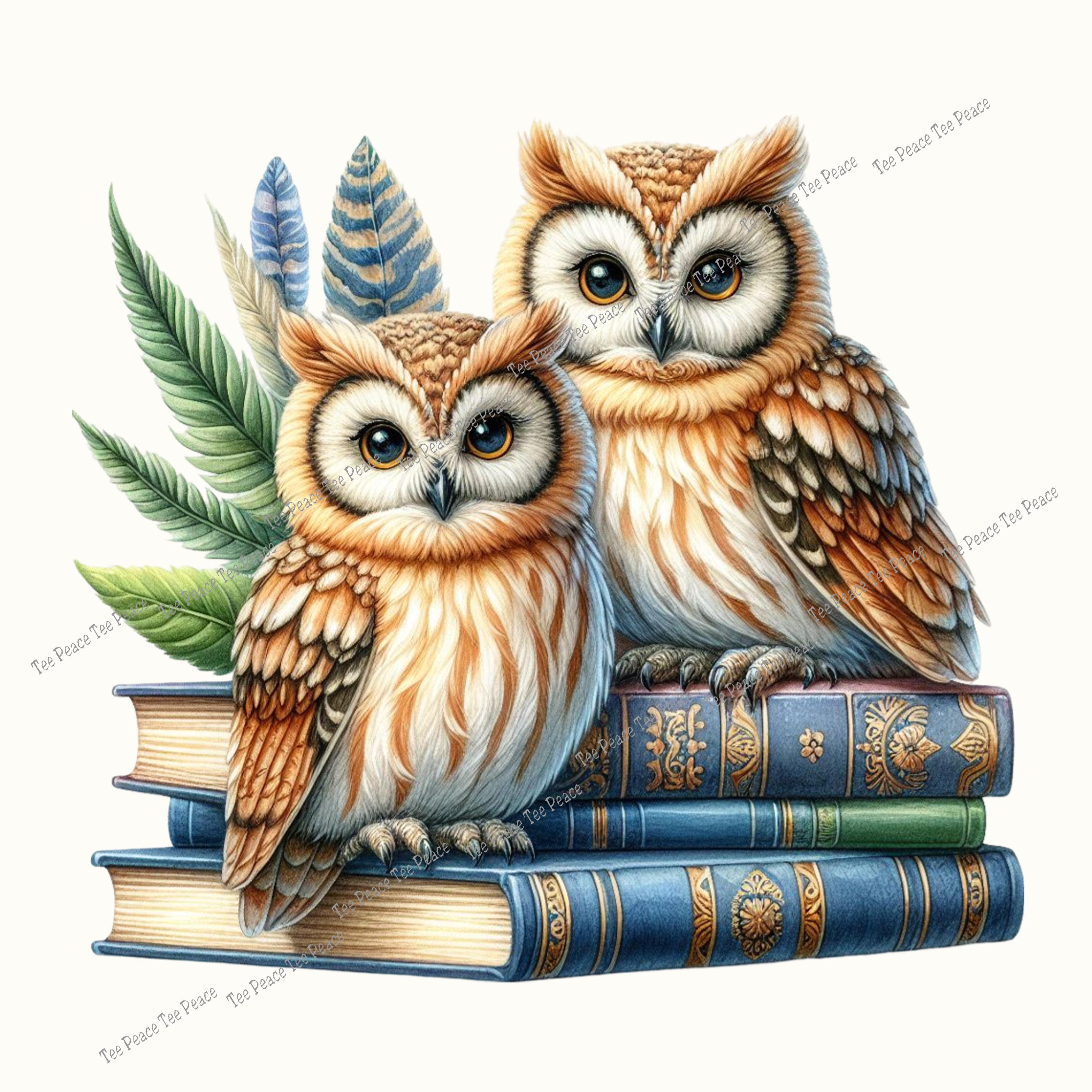 Book Owl Fabric Panel, Quilt Sewing Square, Multiple Sizes, fc6d