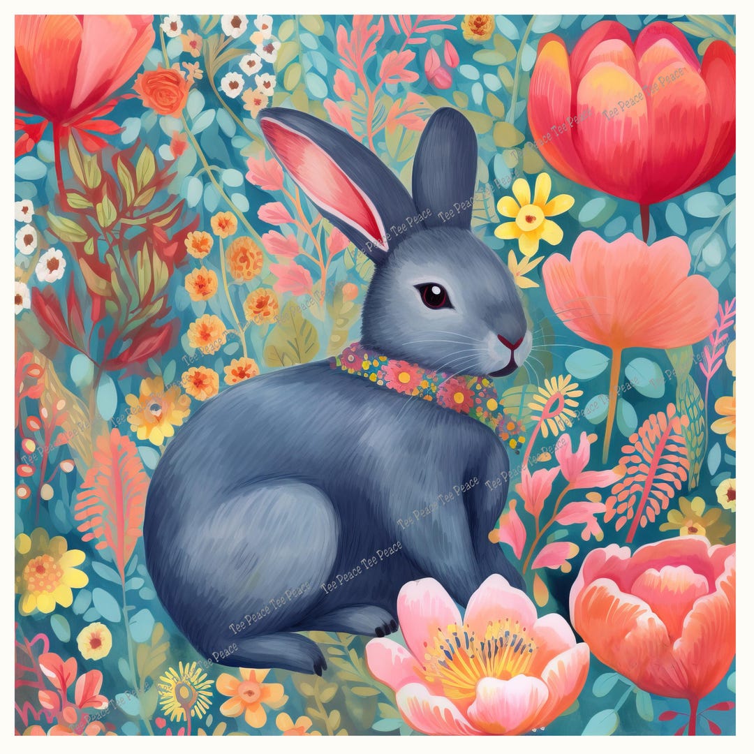 Rabbit Art Fabric Panel, Quilt Sewing Square, Multiple Sizes, Fc4p - Etsy
