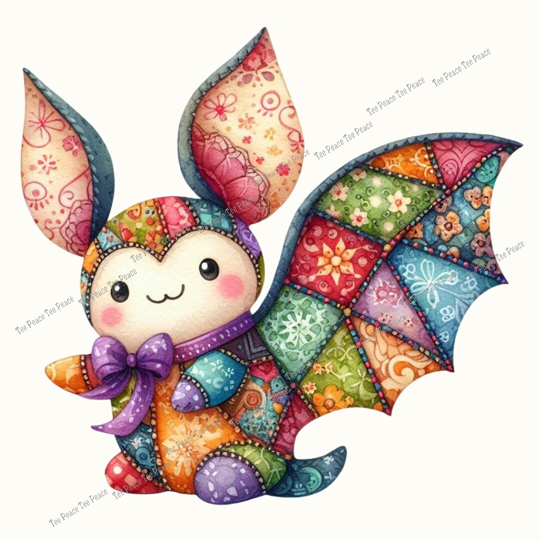 Patchwork Bat Fabric Panel, Quilt Sewing Square, Multiple Sizes, Fc13f ...