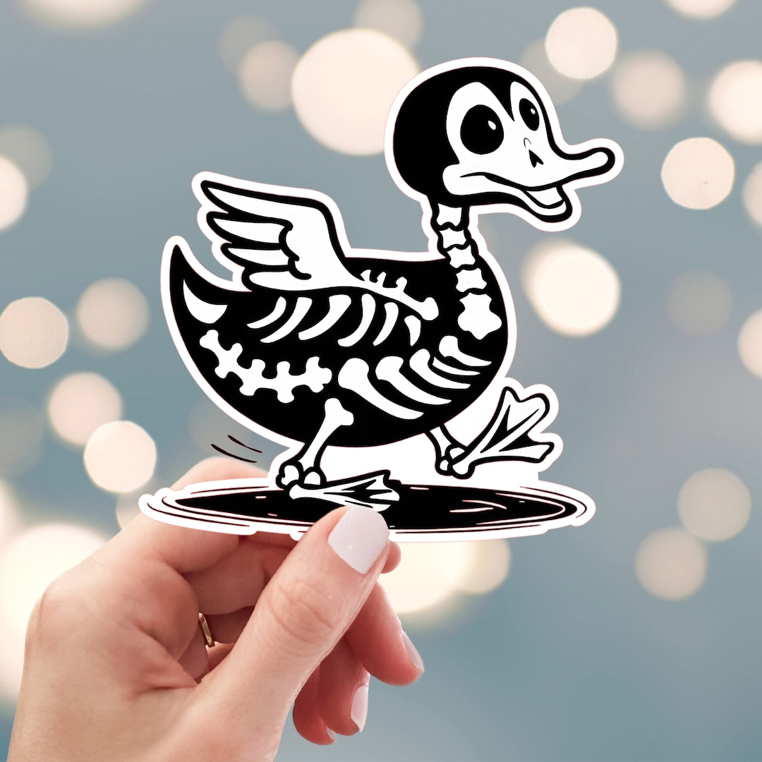 Evil Duck Sticker Duck Skeleton Sticker, Halloween Duck Sticker, Creepy Duck Sticker ...