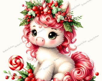 Festive Unicorn  Fabric Panel, Quilt Sewing Square, Multiple Sizes, fc10L