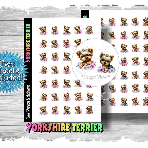 Yorkie Icon Sticker Sheets, 2 Sheet Bundle, Yorkie Dog Icon Stickers, Yorkie Puppy Planner Stickers, Yorkie Planner Sticker, (a563)