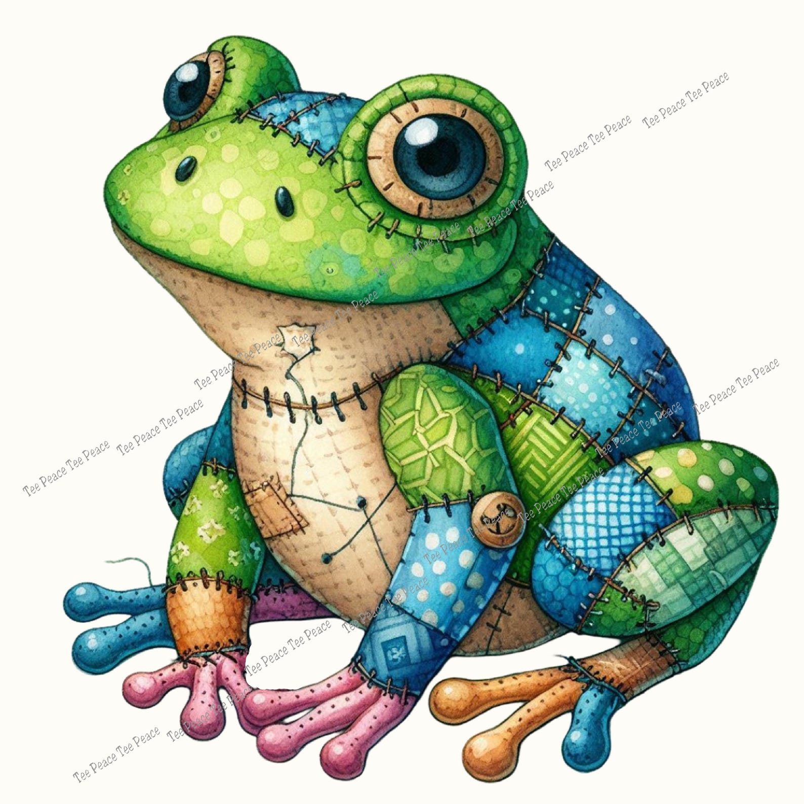 Patchwork Frog Fabric Panel, Quilt Sewing Square, Multiple Sizes, Fc13g ...