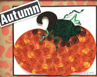 Quilling Pumpkin Home Decor| Seasonal Autumn Framed Wall Art| Shadow Box Artwork