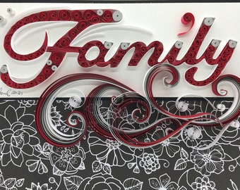 Suspension murale famille Quilling | Cadeau de pendaison de crémaillère| Décoration d'intérieur personnalisée