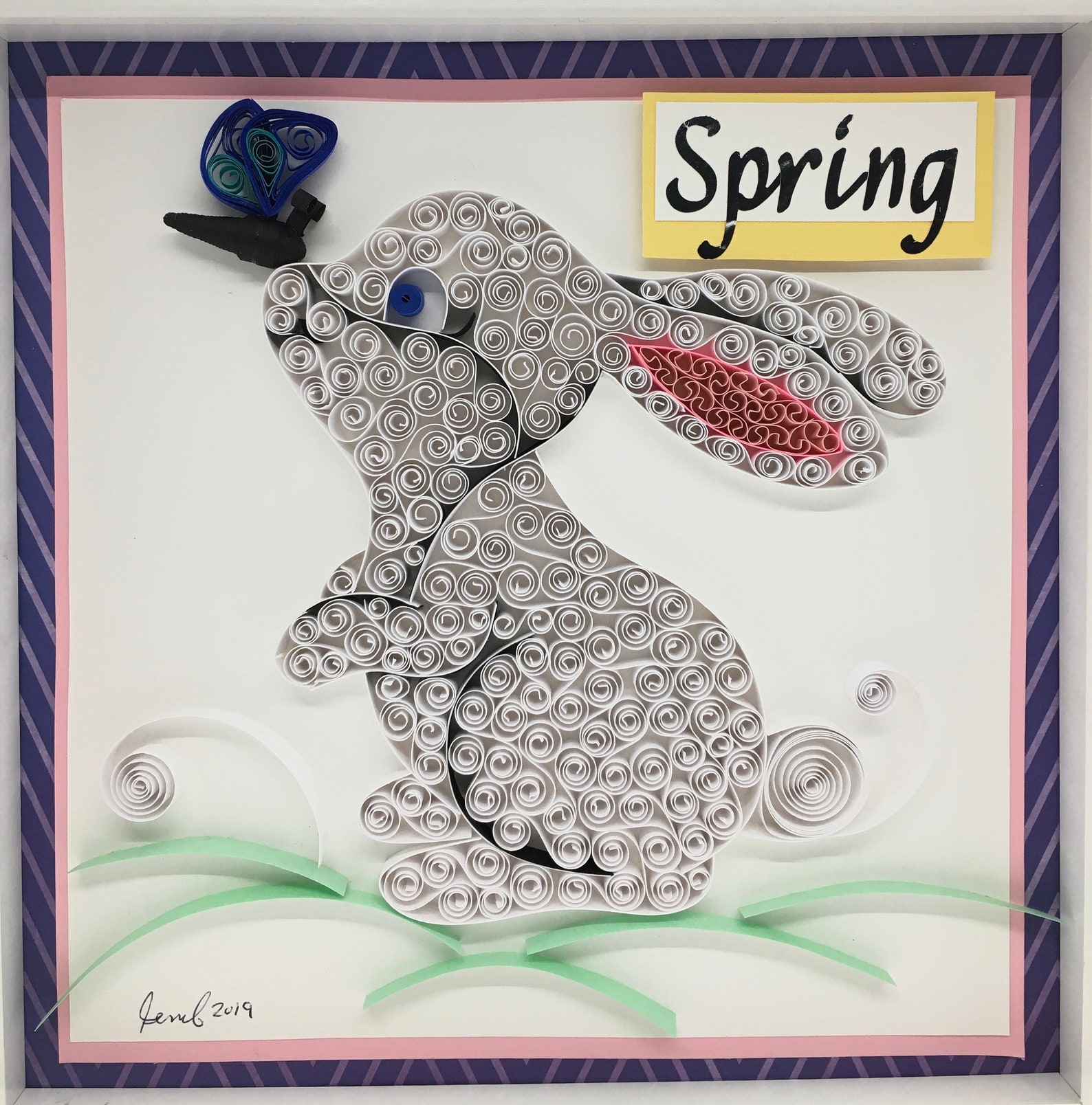 Quilled Bunny Rabbit Wall Art Seasonal Easter Spring Decor Etsy