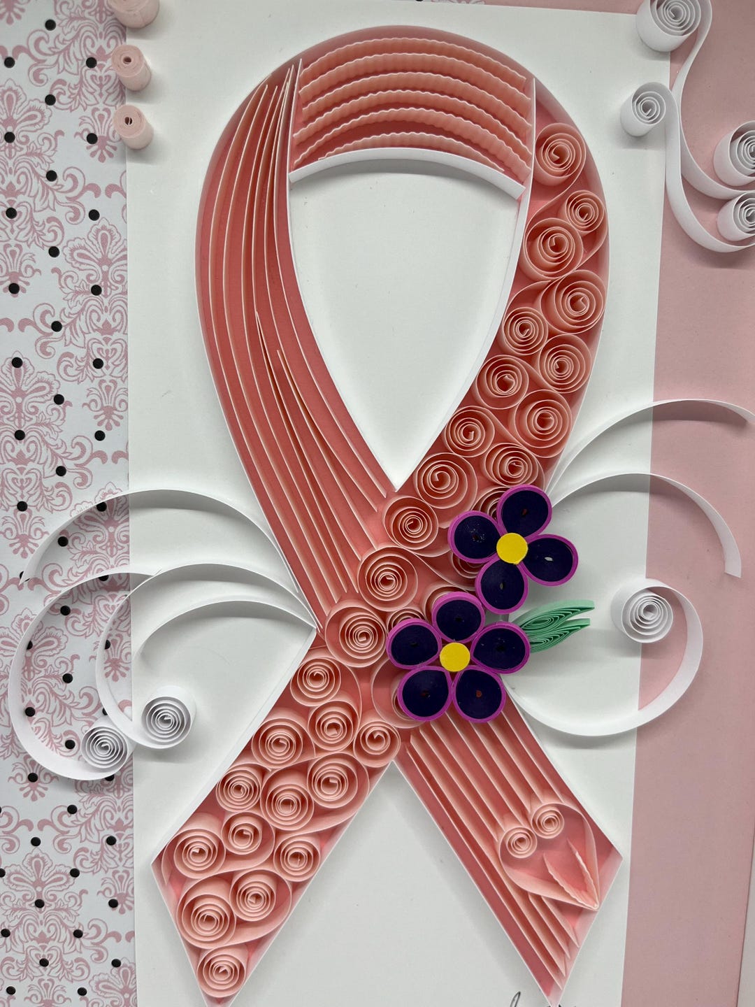 Pink Ribbon Quilled Wall Hanging - Etsy