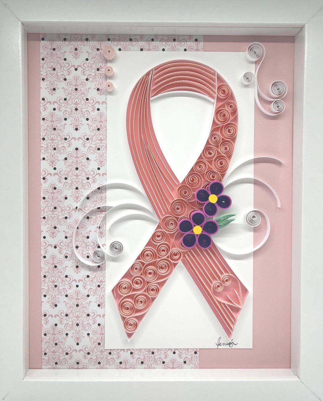Breast Cancer Awareness Quilled Pink Ribbon Wall Art | Cancer Survivor ...