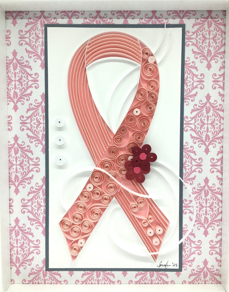 Breast Cancer Awareness Quilled Pink Ribbon Wall Art | Cancer Survivor ...