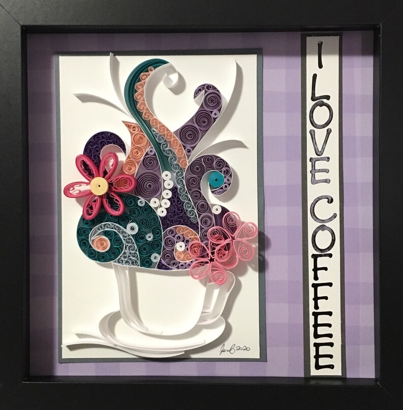 Coffee Mug Wall Art Quilled Kitchen Office Decor Etsy