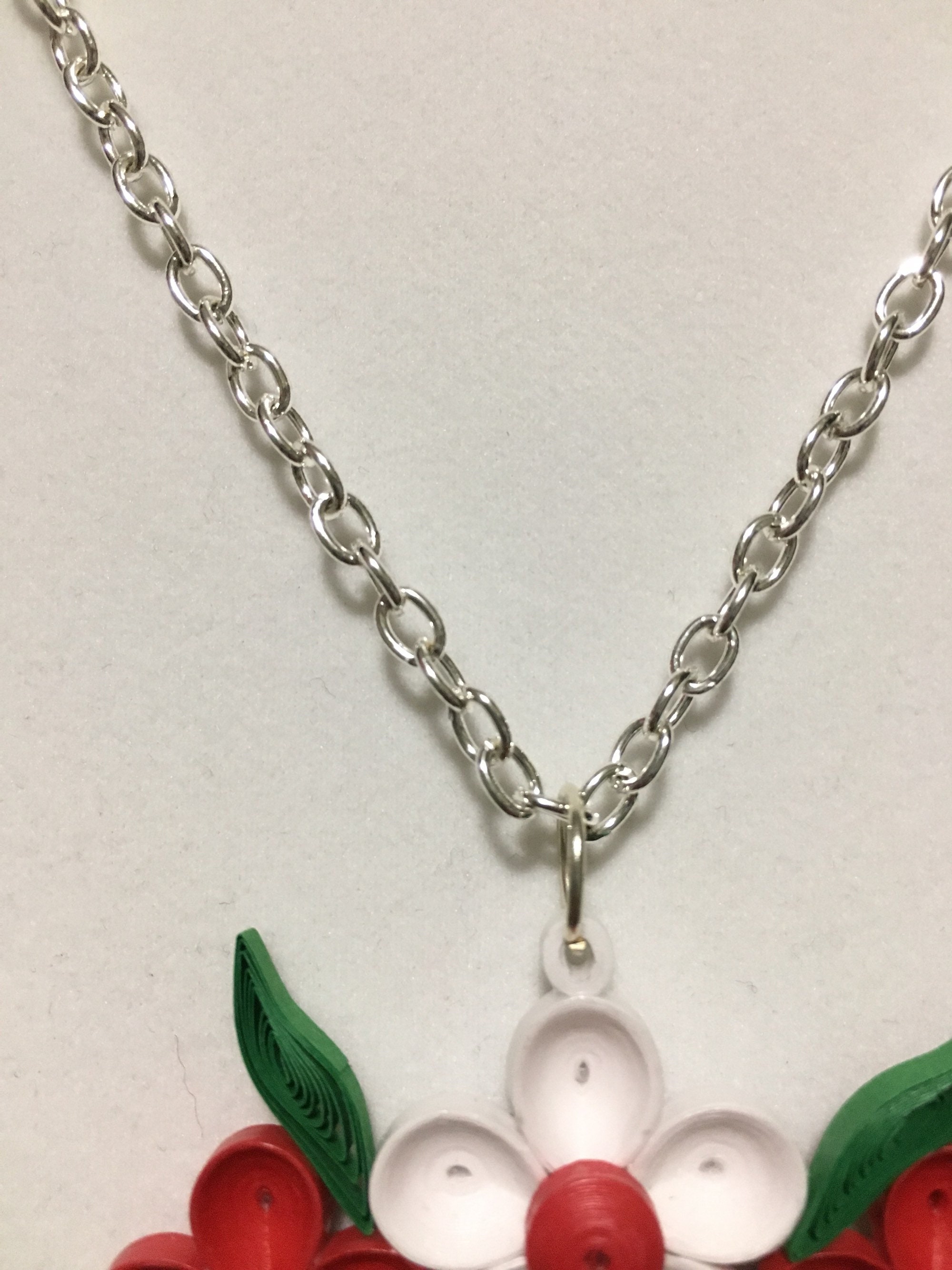 Quilled Red Flower Charm Necklace Handmade Paper Jewelry Etsy