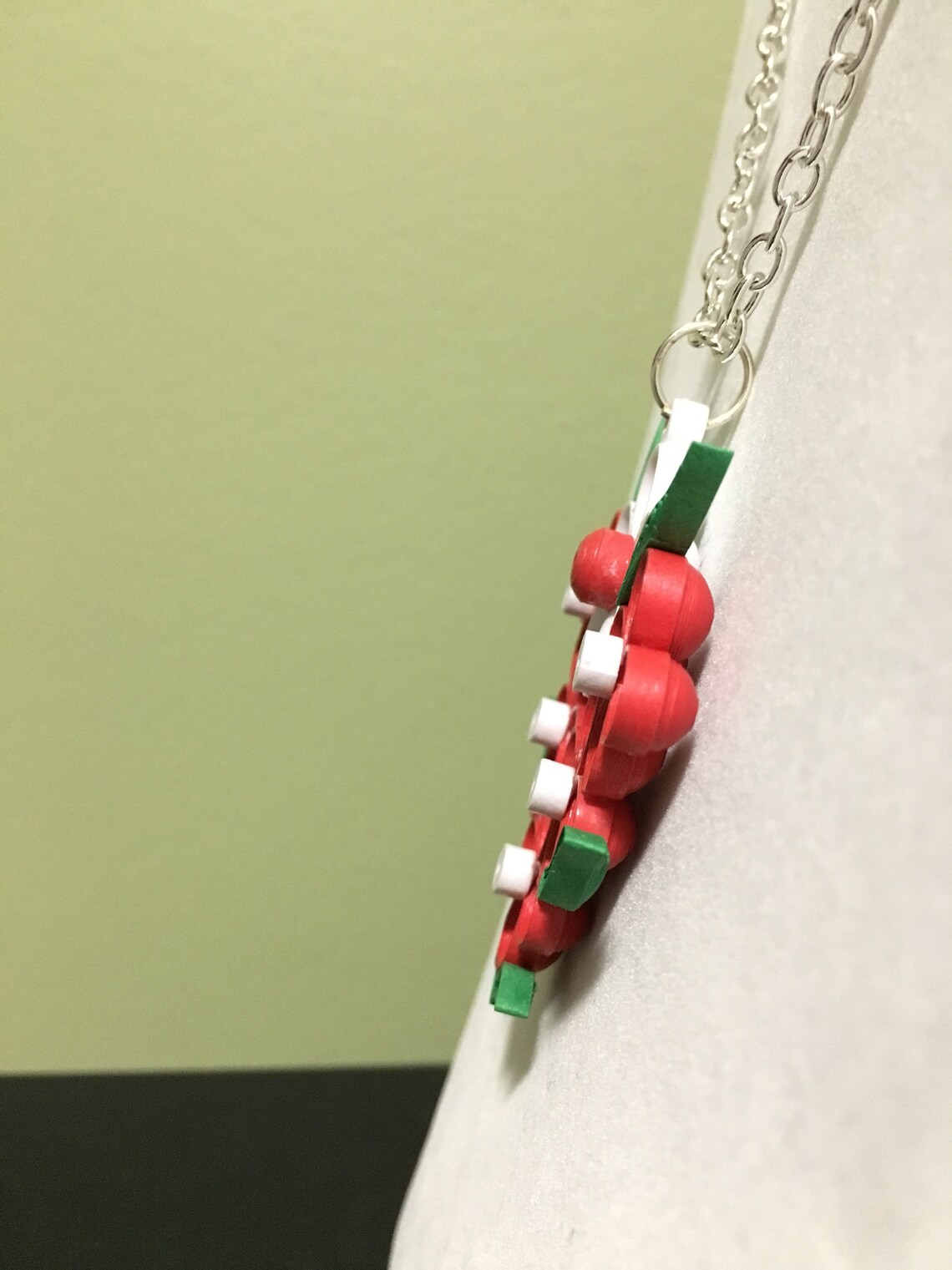 Quilled Red Flower Charm Necklace Handmade Paper Jewelry Etsy