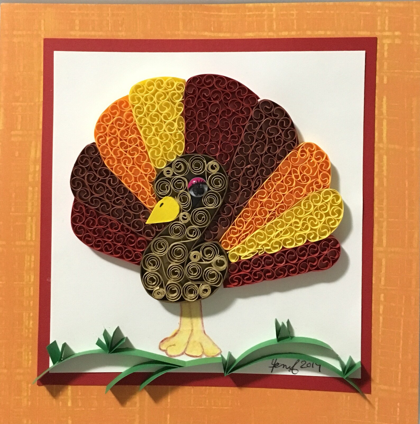 Quilled Turkey Seasonal art Autumn wall decor Etsy