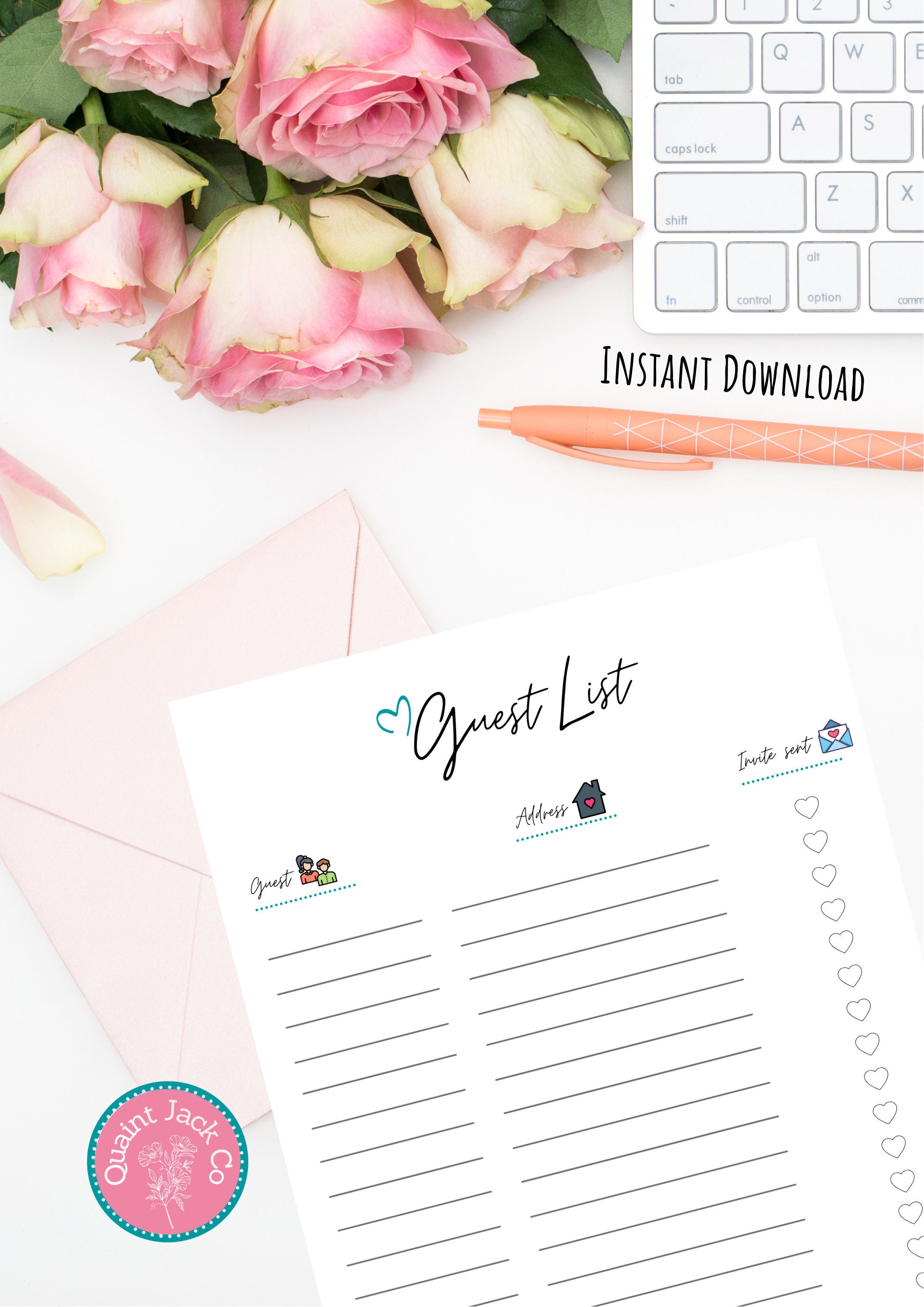 Guest List Wedding Bridal shower Baby shower Address Etsy