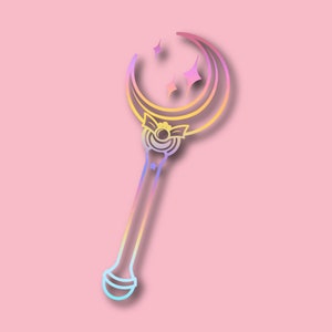 Moon Stick Wand Sailor Magical Girl Vinyl Gas Cap Car Decal