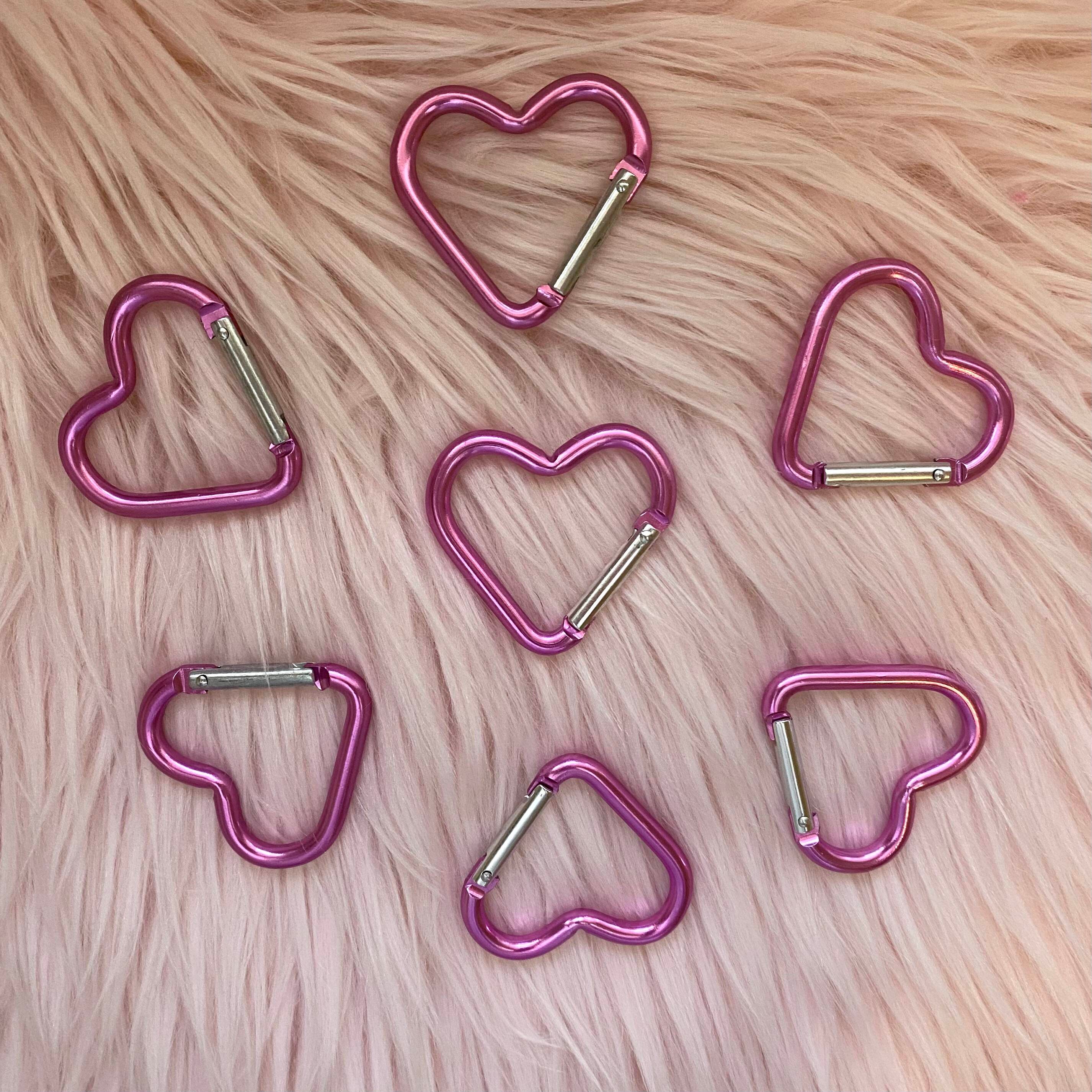 Hot Pink Heart Carabiner Key Chain - Etsy