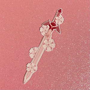 Sakura Cherry Blossom Master Sword Legend of Zelda Inspired Twilight Princess Pink Rose Gold Sticker