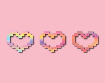 Small Pixel Hearts Vinyl Car Decal