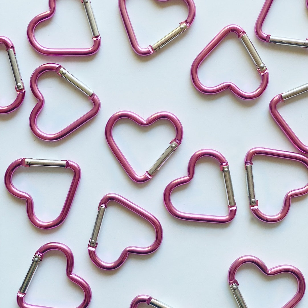Hot Pink Heart Carabiner Key Chain - Etsy