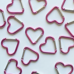 Hot Pink Heart Carabiner Key Chain