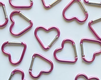 Hot Pink Heart Carabiner Key Chain