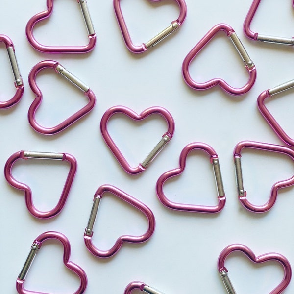 Hot Pink Heart Carabiner Key Chain