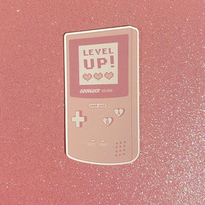 Level Up! Good Luck Gameboy Pink Sticker