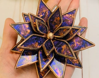 Violet/Copper Van Gogh Glass Succulent/Lotus